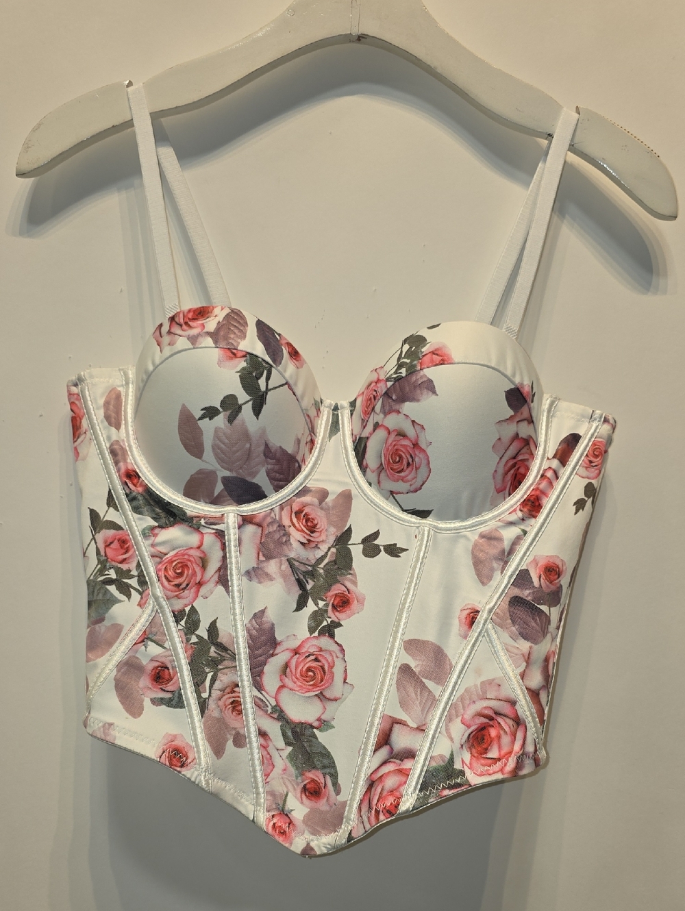 Floral Pink Rose Bustier Top